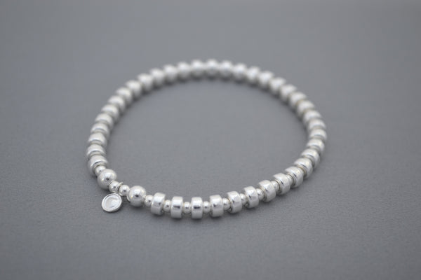 Designed by Alisa Signature Sterling Silver disc and Sterling Silver bead bracelet