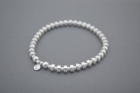 Designed by Alisa Signature Sterling Silver disc and Sterling Silver bead bracelet