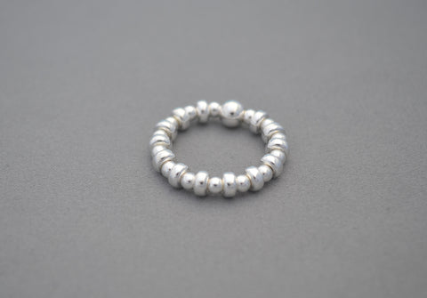Sterling Silver bead and Sterling Silver disc ring