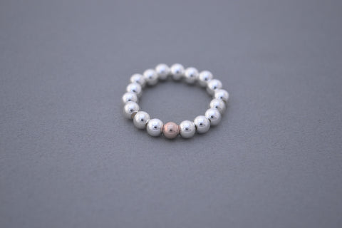 Sterling Silver and Rose Gold 4mm bead ring