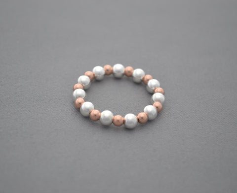 Rose Gold 4mm and Sterling Silver bead ring