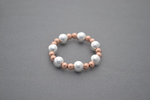 Sterling Silver 5mm and Rose Gold bead ring