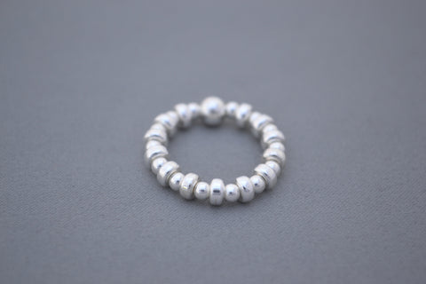 Sterling Silver disc and Sterling Silver bead ring
