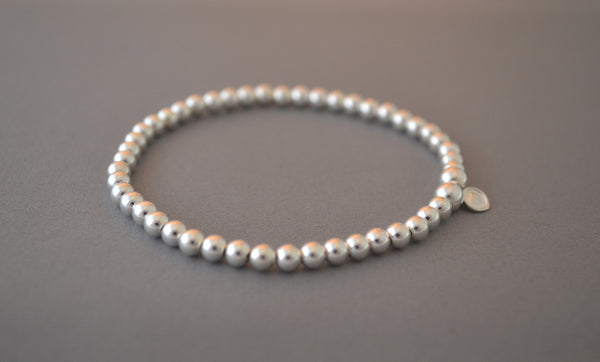 Sterling Silver 4mm round bead bracelet