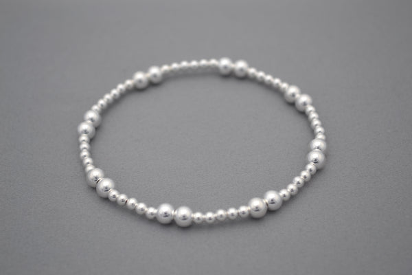Sterling Silver 5mm and 3mm mixed bead bracelet