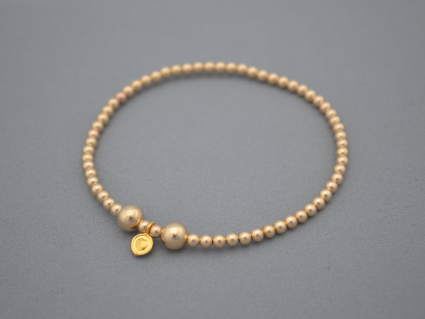 24k Gold 3mm and 5mm handmade mixed bead bracelet