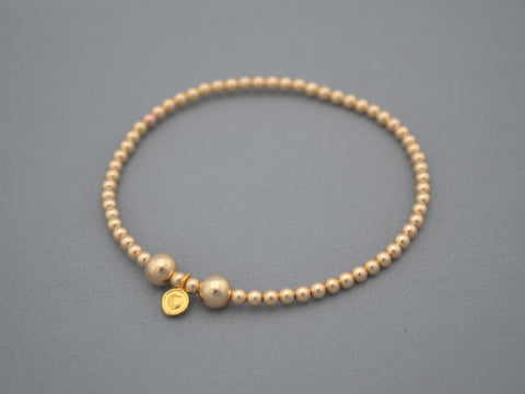 24k Gold 3mm and 5mm handmade mixed bead bracelet