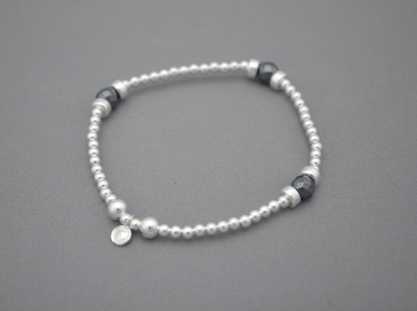 Sterling Silver disc and Metallic mixed bead handmade bracelet