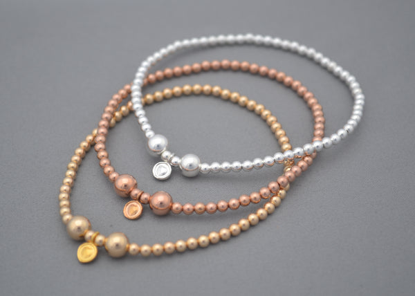 Sterling Silver 5mm and 3mm mixed bead bracelet