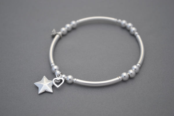 Sterling Silver 3mm bead bracelet with elegant infinity loop charm