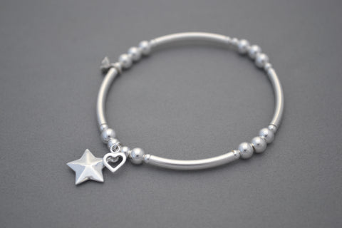 Sterling Silver 3mm bead bracelet with elegant infinity loop charm