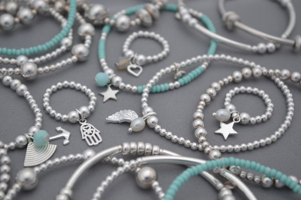 Sterling Silver 5mm and 3mm mixed bead bracelet