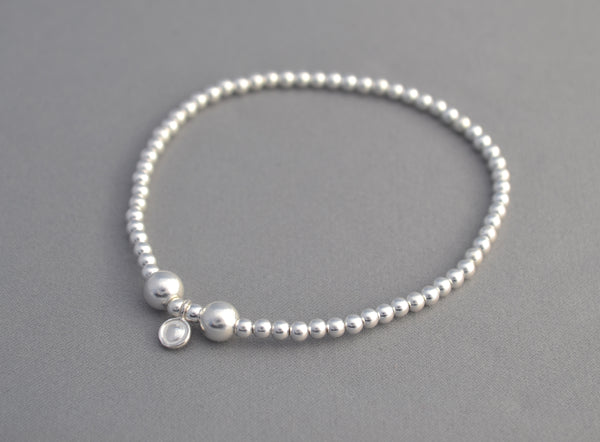 925 Sterling Silver handmade 3mm and 5mm bead bracelet