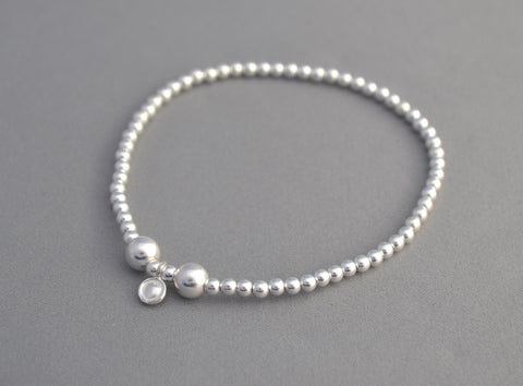 925 Sterling Silver handmade 3mm and 5mm bead bracelet