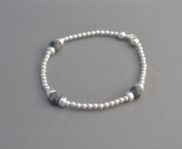 925 Sterling Silver labradorite bead bracleet 