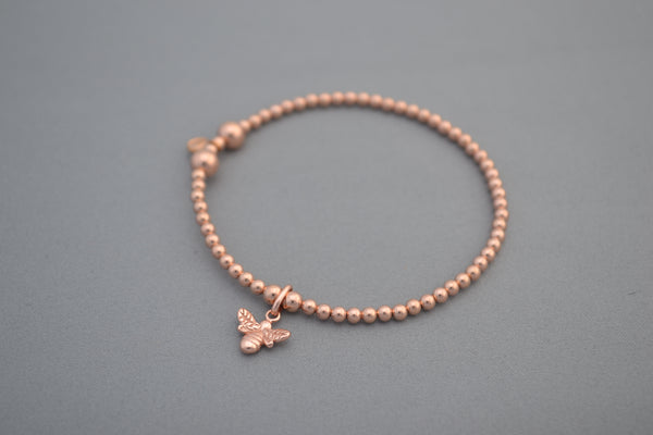 Rose Gold Manchester 'One Love' bead bracelet with Bee charm