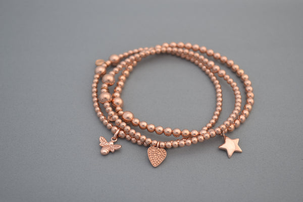 Rose Gold Manchester 'One Love' bead bracelet with Bee charm